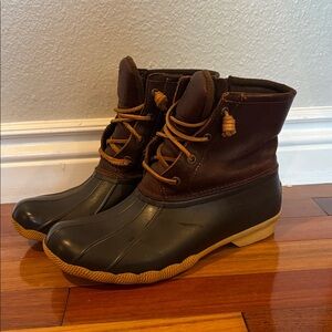 Sherry brown leather rain boots